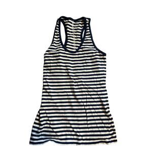 Pact racer back striped blue tank size small